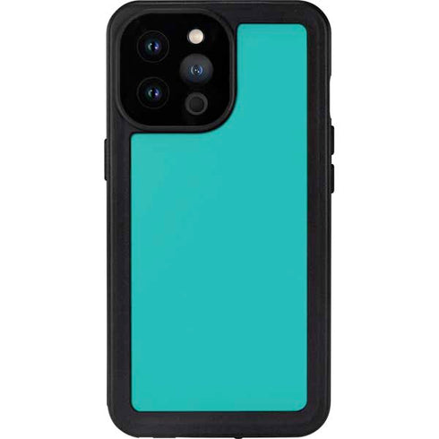 Aqua Blue Blue Solid iPhone 14 Pro Max Waterproof Case