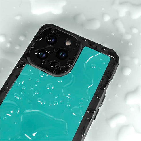 Aqua Blue Blue Solid iPhone 14 Pro Max Waterproof Case