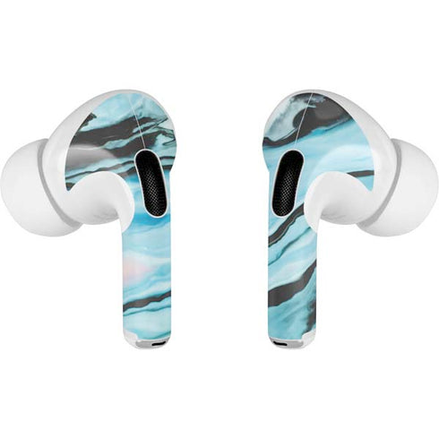 Aqua Blue Marble Ink AirPods Pro 2nd Gen Skin
