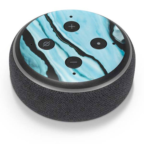 Aqua Blue Marble Ink Amazon Echo Dot Skin
