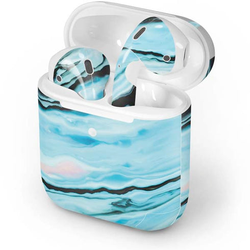 Aqua Blue Marble Ink Apple AirPods 2 Skin