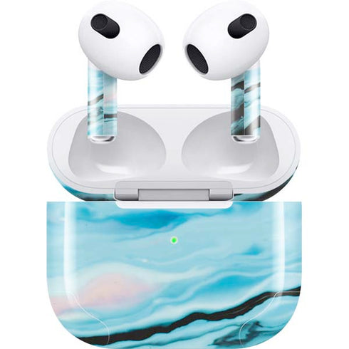 Aqua Blue Marble Ink Apple AirPods (3rd Gen 2021) Skin