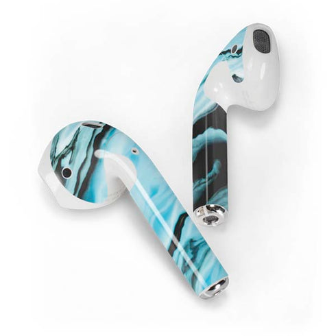 Aqua Blue Marble Ink Apple AirPods Skin
