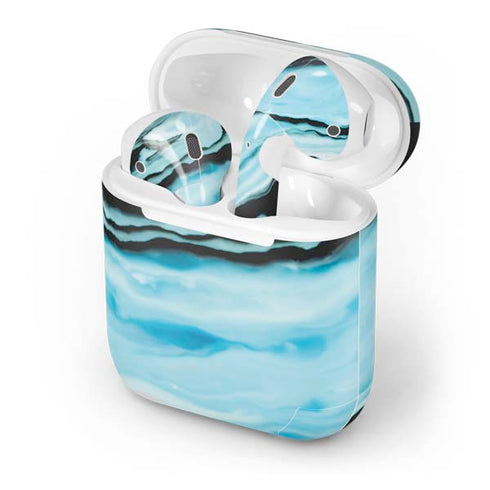 Aqua Blue Marble Ink Apple AirPods Skin