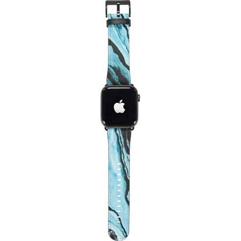 Aqua Blue Marble Ink Apple Watch Band 42-44mm