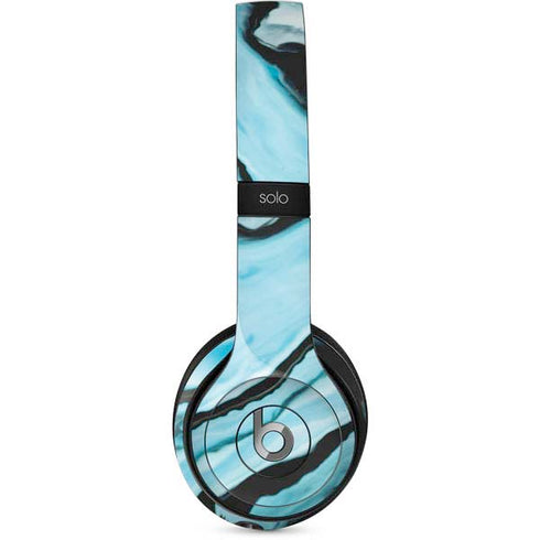 Aqua Blue Marble Ink Beats Solo 2 Wired Skin
