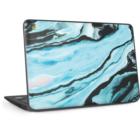 Aqua Blue Marble Ink HP Chromebook Skin