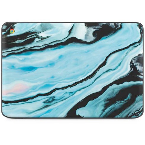 Aqua Blue Marble Ink HP Chromebook Skin