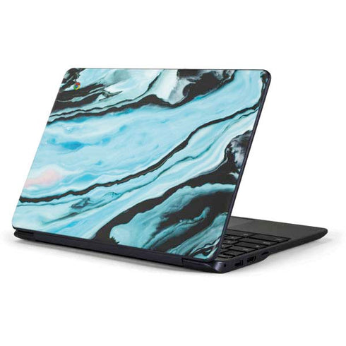 Aqua Blue Marble Ink Samsung Chromebook Skin
