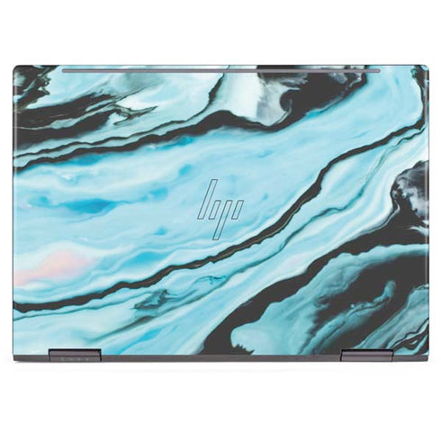 Aqua Blue Marble Ink HP Envy Skin