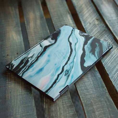 Aqua Blue Marble Ink HP Envy Skin