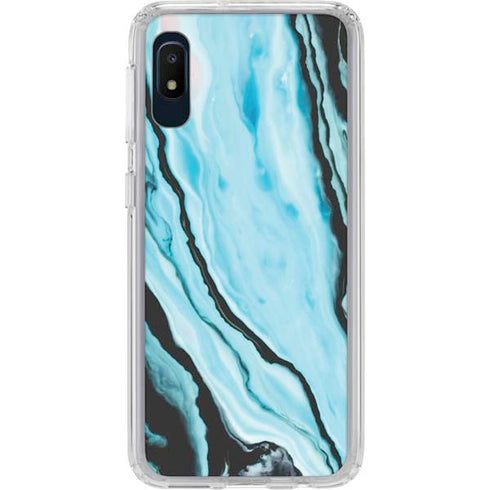 Aqua Blue Marble Ink Galaxy A10e Clear Case