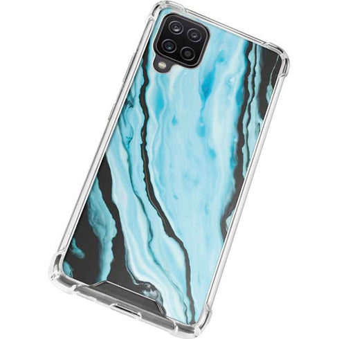 Aqua Blue Marble Ink Galaxy A12 Clear Case