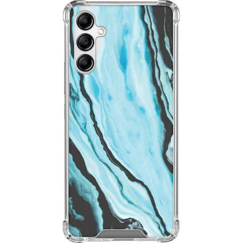 Aqua Blue Marble Ink Galaxy A14 5G Clear Case