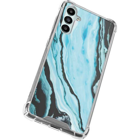 Aqua Blue Marble Ink Galaxy A15 5G Clear Case