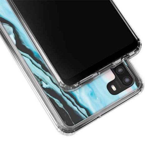 Aqua Blue Marble Ink Galaxy A21 Clear Case