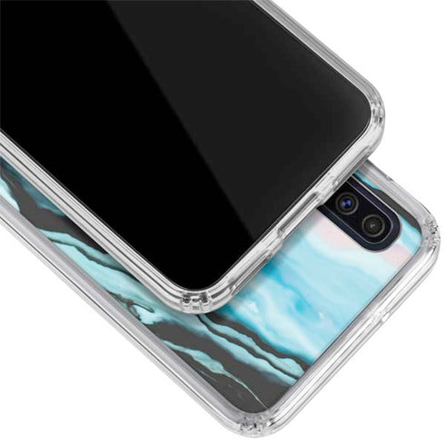 Aqua Blue Marble Ink Galaxy A50 Clear Case