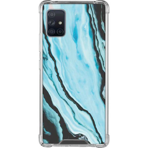 Aqua Blue Marble Ink Galaxy A51 5G Clear Case