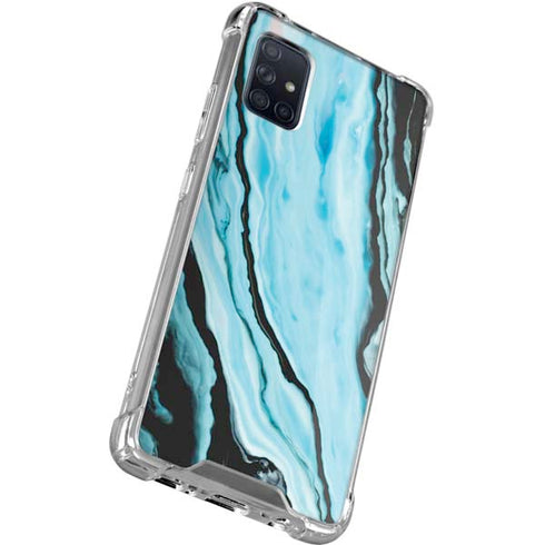 Aqua Blue Marble Ink Galaxy A51 5G Clear Case