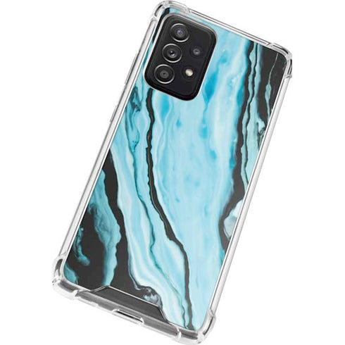 Aqua Blue Marble Ink Galaxy A52 5G Clear Case