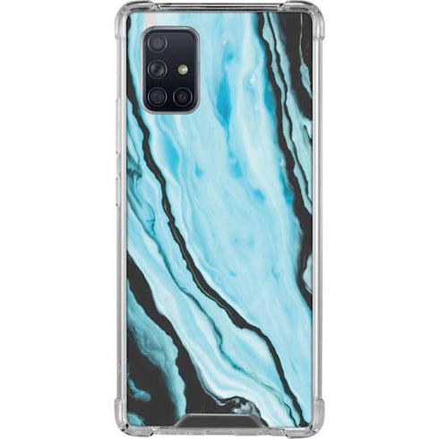 Aqua Blue Marble Ink Galaxy A71 5G Clear Case