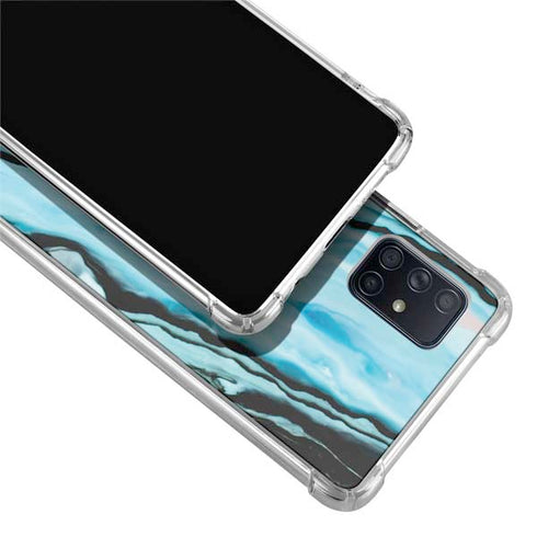 Aqua Blue Marble Ink Galaxy A71 5G Clear Case