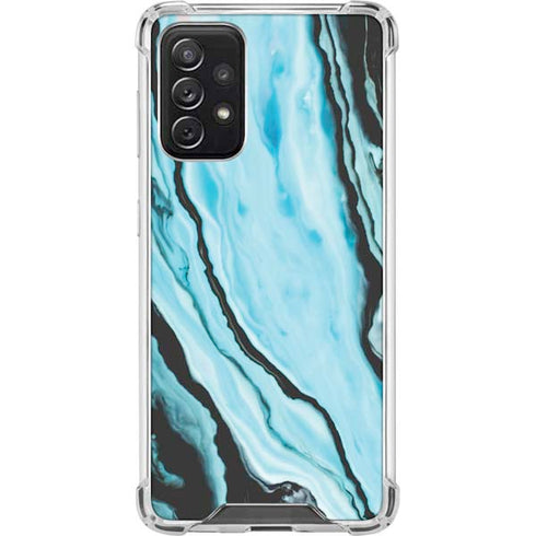Aqua Blue Marble Ink Galaxy A72 5G Clear Case
