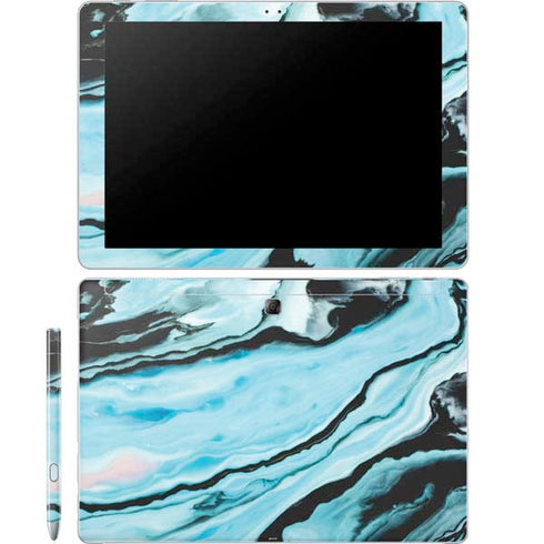 Aqua Blue Marble Ink Galaxy Book 12in Skin