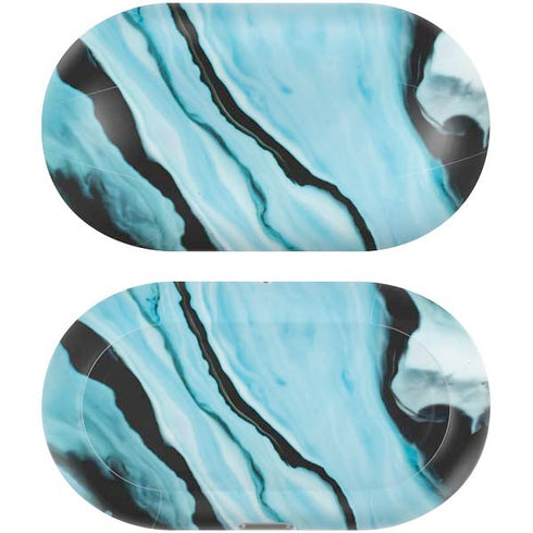 Aqua Blue Marble Ink Galaxy Buds Plus Skin