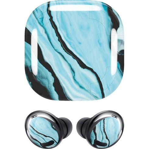 Aqua Blue Marble Ink Galaxy Buds Pro Skin