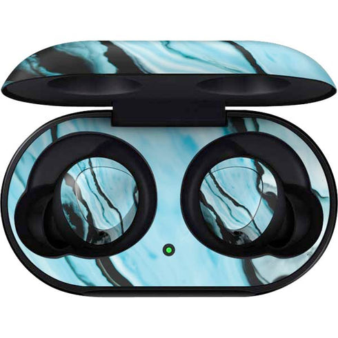 Aqua Blue Marble Ink Galaxy Buds Skin