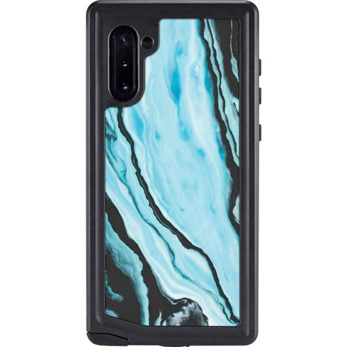 Aqua Blue Marble Ink Galaxy Note 10 Waterproof Case