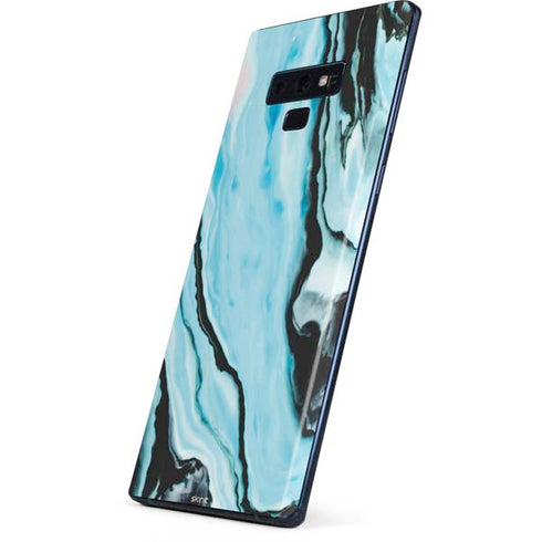 Aqua Blue Marble Ink Galaxy Note 9 Skin