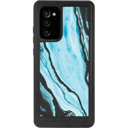 Aqua Blue Marble Ink Galaxy Note20 5G Waterproof Case