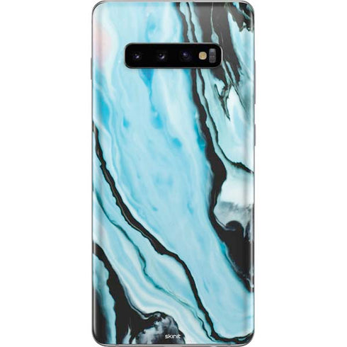 Aqua Blue Marble Ink Galaxy S10 Plus Skin