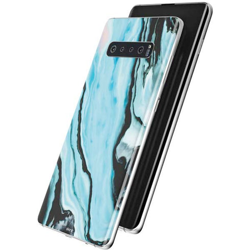 Aqua Blue Marble Ink Galaxy S10 Skin