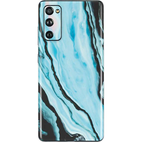 Aqua Blue Marble Ink Galaxy S20 Fan Edition Skin