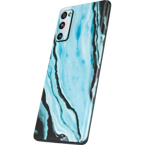 Aqua Blue Marble Ink Galaxy S20 Fan Edition Skin