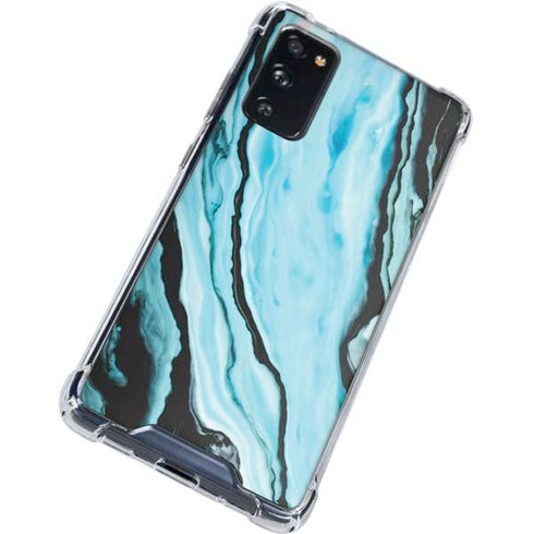 Aqua Blue Marble Ink Galaxy S20 FE Clear Case