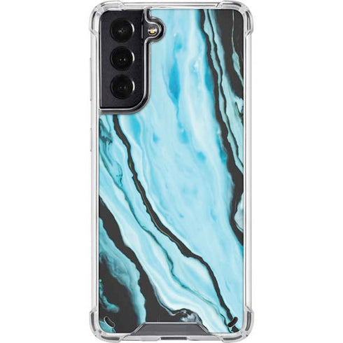 Aqua Blue Marble Ink Galaxy S21 5G Clear Case