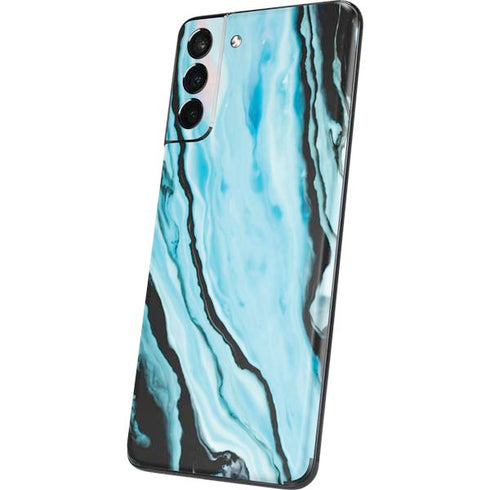 Aqua Blue Marble Ink Galaxy S21 5G Skin