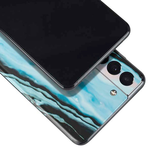 Aqua Blue Marble Ink Galaxy S21 5G Skin