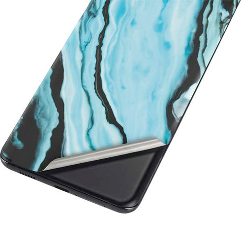 Aqua Blue Marble Ink Galaxy S21 5G Skin