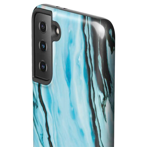 Aqua Blue Marble Ink Galaxy S21 FE Pro Case