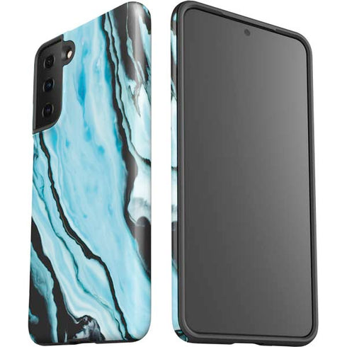 Aqua Blue Marble Ink Galaxy S21 FE Pro Case