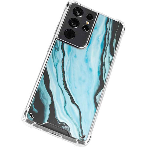 Aqua Blue Marble Ink Galaxy S21 Ultra 5G Clear Case