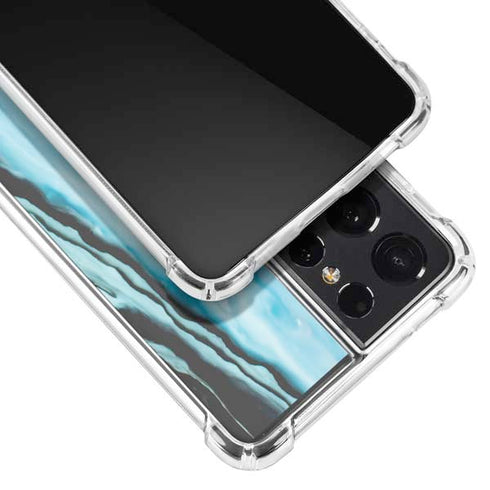 Aqua Blue Marble Ink Galaxy S21 Ultra 5G Clear Case