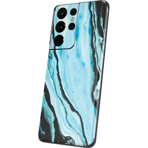 Aqua Blue Marble Ink Galaxy S21 Ultra 5G Skin