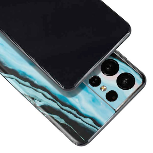 Aqua Blue Marble Ink Galaxy S21 Ultra 5G Skin