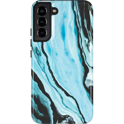 Aqua Blue Marble Ink Galaxy S22 Plus Pro Case